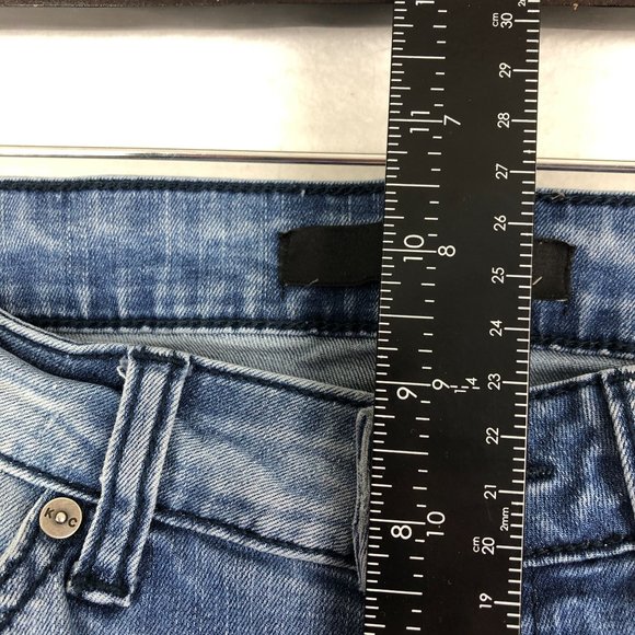 KanCan Women's Size 9/28 Mid Rise Distressed Blue Stretch Denim Skinny Jeans - Picture 6 of 13
